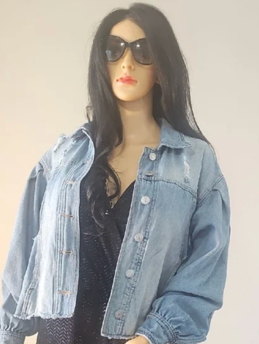 Mustard Seed Light Wash Denim Button-Front Jacket